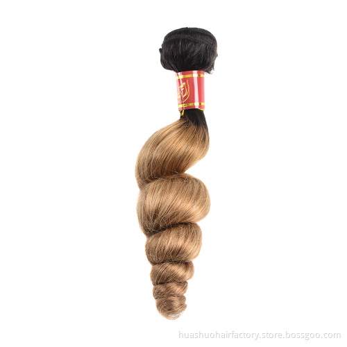 Factory Indian Brazilian Malaysian T1b/27 Loose Curly Wave Extensions Virgin Human Hair Weave Bundles